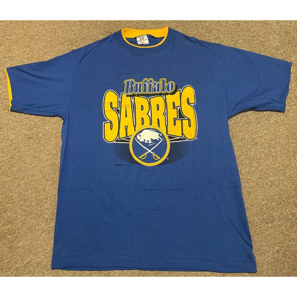 Vintage 1993 XL Buffalo Sabres NHL Hockey Single Stitch Double Lined T-Shirt